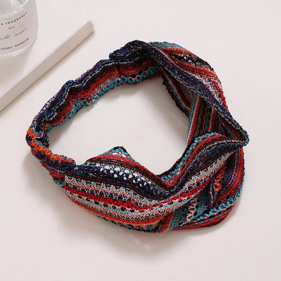 women's casual retro stripe cloth printing hair band