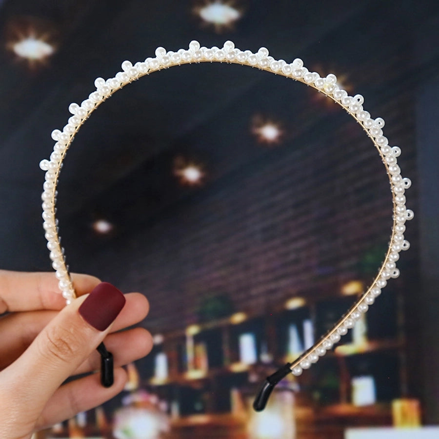 women's fashion waves alloy inlay artificial pearls headwear