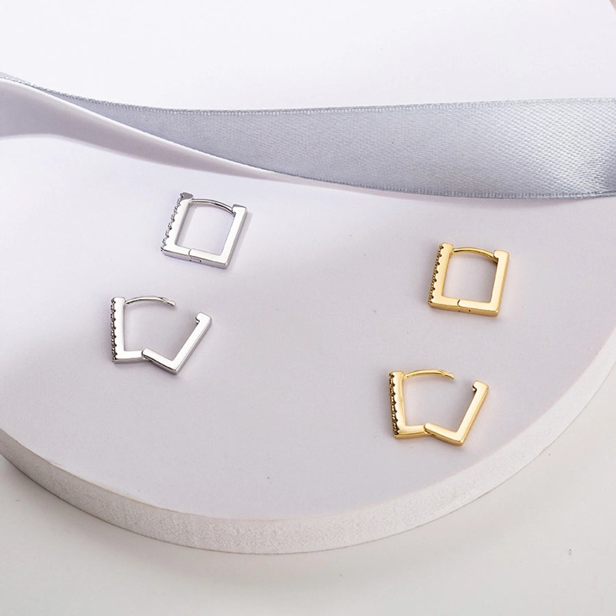 1 Pair Simple Style Geometric Copper Zircon Earrings