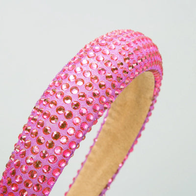 women's shiny solid color cloth sponge inlay rhinestones hair band