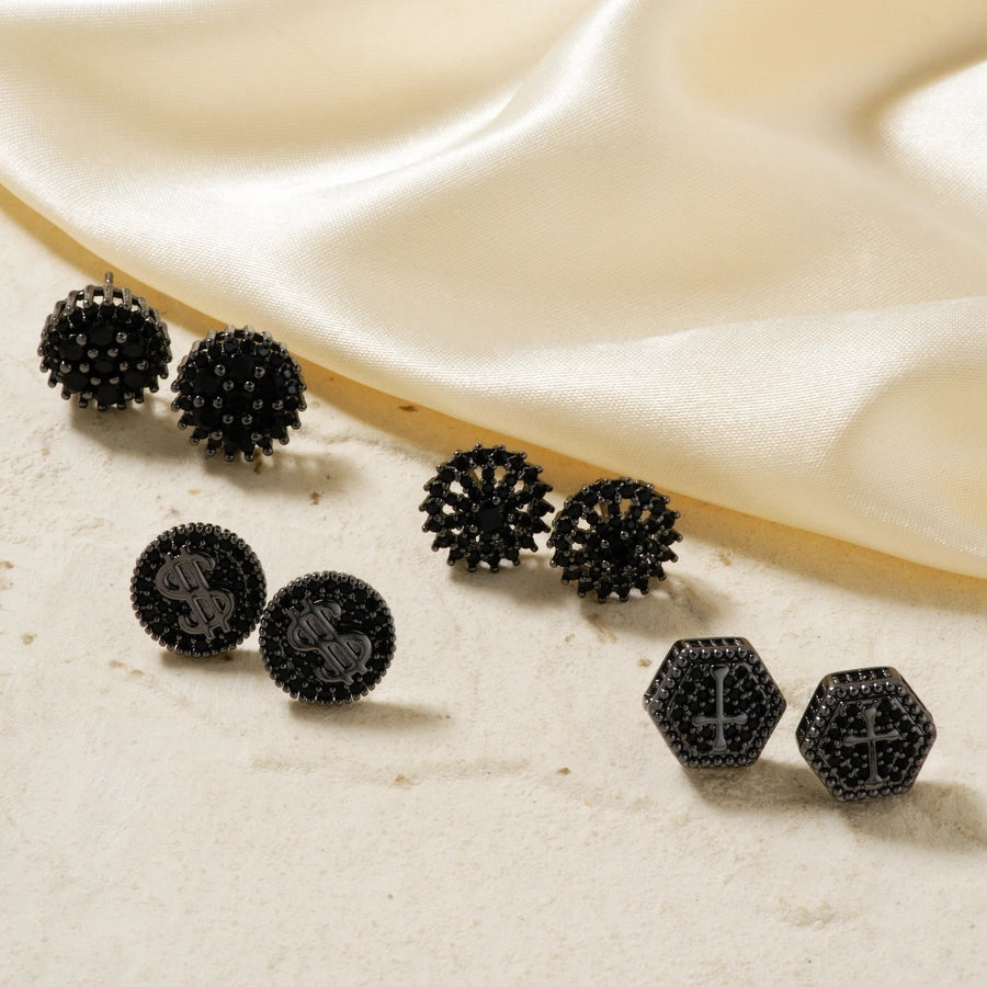 1 Piece Hip-Hop Retro Streetwear Geometric Inlay Copper Zircon Rhodium Plated Ear Studs