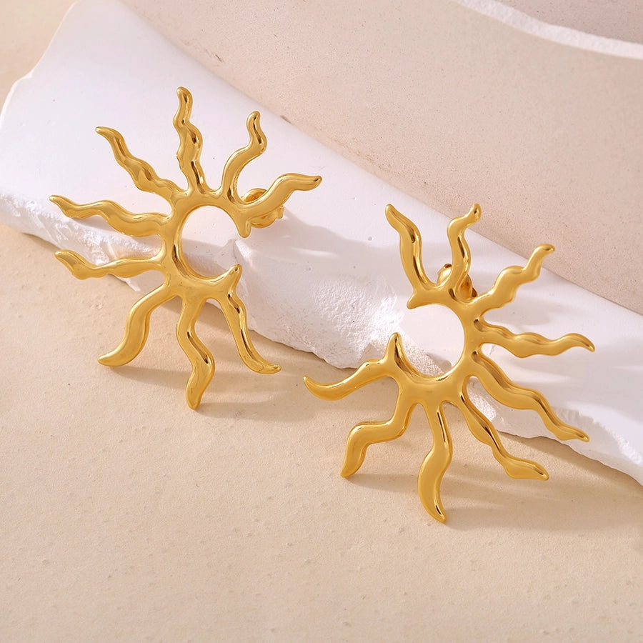 1 Pair Elegant Preppy Style Artistic Sun 304 Stainless Steel 18K Gold Plated Ear Studs