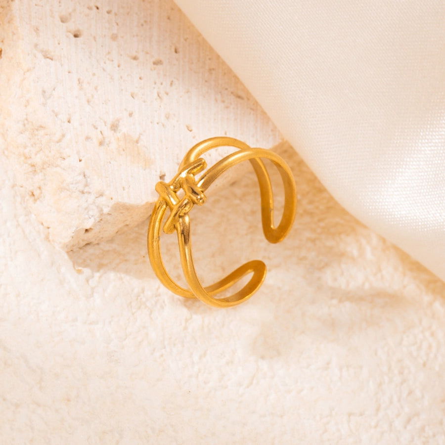 Jewelry Elegant Leaf Heart Shape Flower Titanium Steel Open Rings