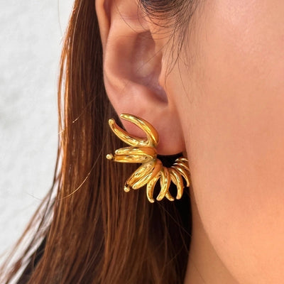 1 Pair Exaggerated Cool Style C Shape 304 Stainless Steel 18K Gold Plated Ear Studs