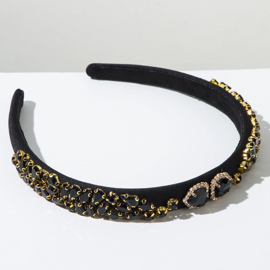 Korean Style Retro Glass Drill Lovely Hair Band Thin Baroque Sponge Headband Simple  Hair Accessories