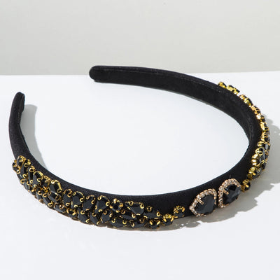 Korean Style Retro Glass Drill Lovely Hair Band Thin Baroque Sponge Headband Simple  Hair Accessories