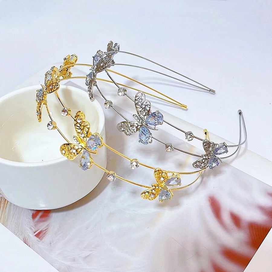 sweet flower bow knot alloy hollow out zircon hair band