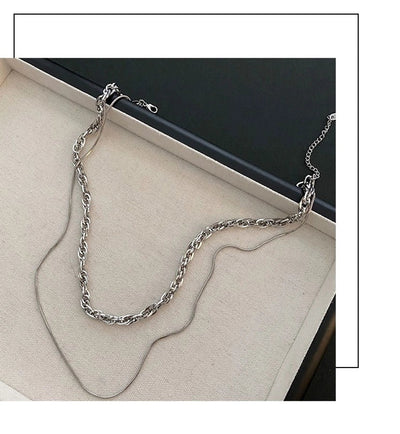 Jewelry Hip-Hop Simple Style Asymmetrical Titanium Steel Titanium Steel Silver Plated Asymmetrical Necklace