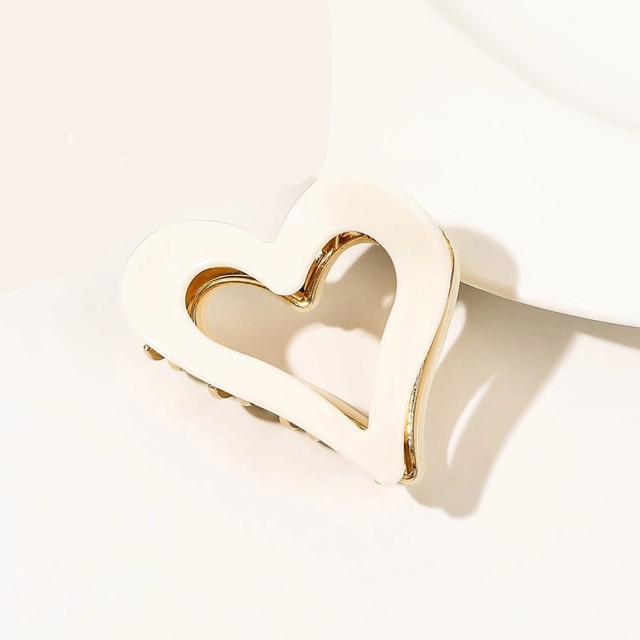 Women's Handmade Sweet Heart Shape Alloy Acetic acid sheets Heart Hair Claws