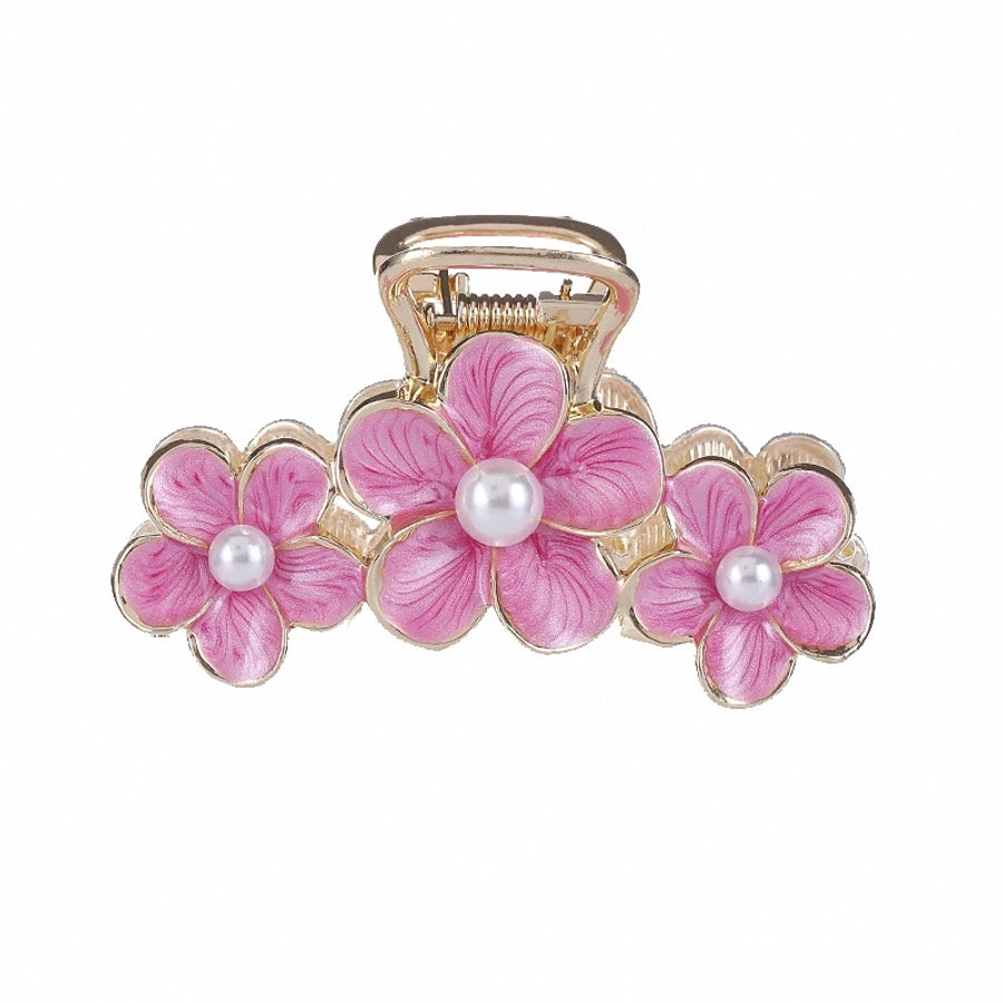 sweet flower imitation pearl alloy painting oil hair claws