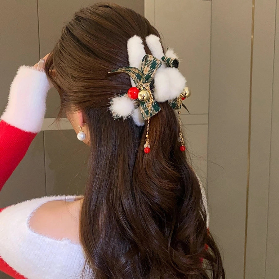 Christmas Casual Simple Style Streetwear Women's Bow Knot Arylic Alloy Hair Claws