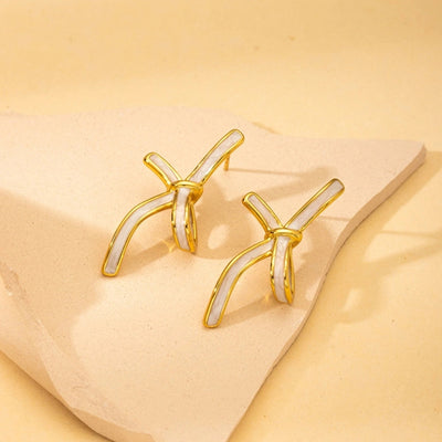 1 Pair Sweet Bow Knot Enamel 304 Stainless Steel Ear Studs