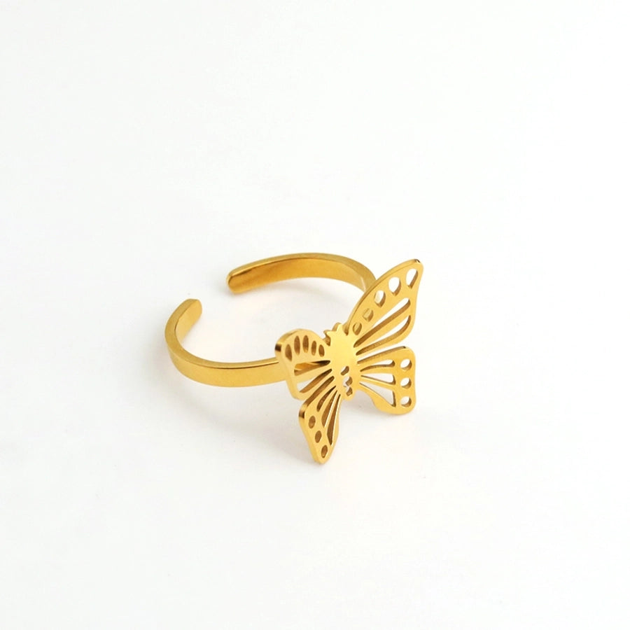 Jewelry Classic Style Commute Butterfly 304 Stainless Steel 18K Gold Plated Hollow Out Jewelry Set