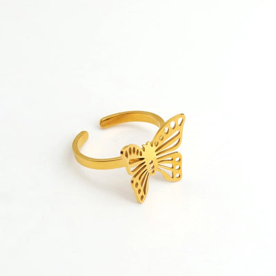 Jewelry Classic Style Commute Butterfly 304 Stainless Steel 18K Gold Plated Hollow Out Jewelry Set