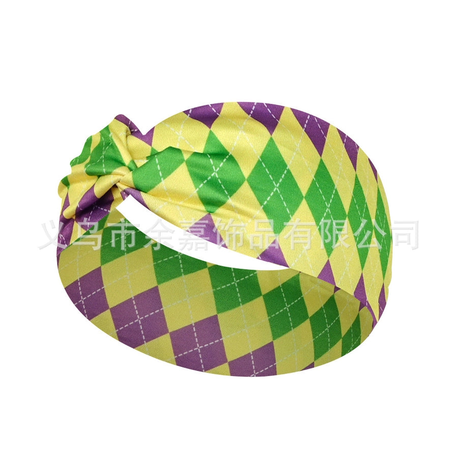 casual vacation plaid bow knot cloth printing hair band