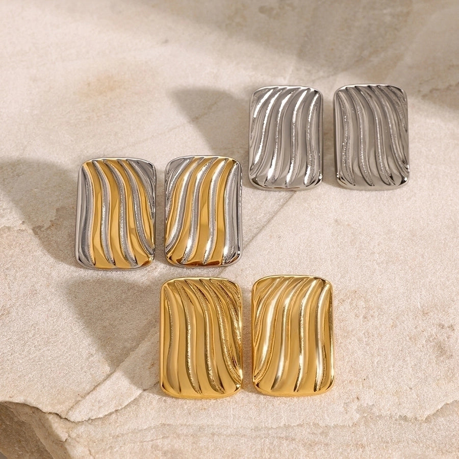 1 Pair Retro Classic Style Geometric Plating 304 Stainless Steel 18K Gold Plated Ear Studs