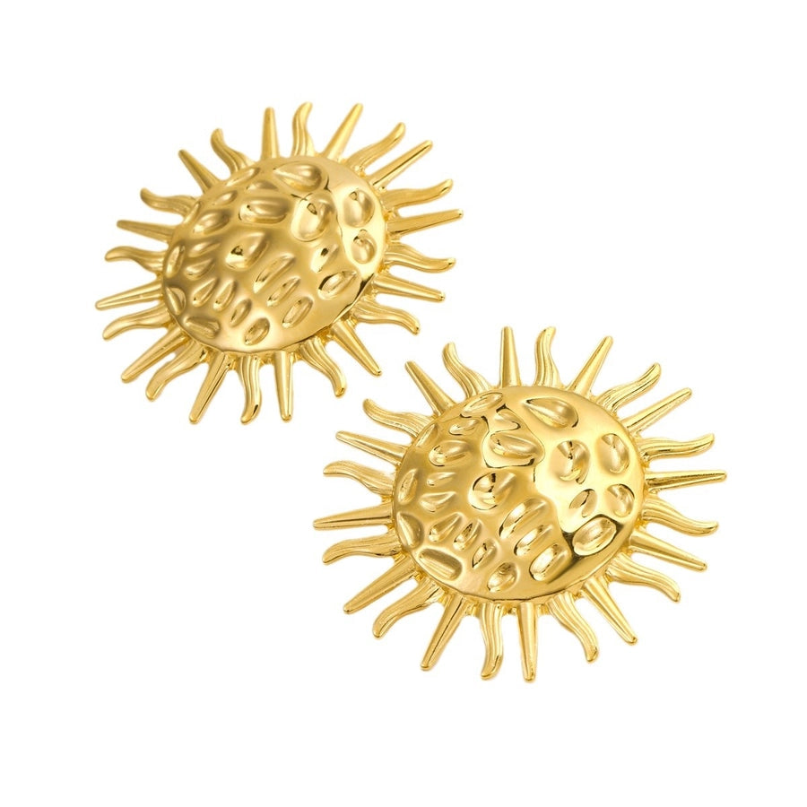 1 Pair Retro Sun 304 Stainless Steel 18K Gold Plated Ear Studs