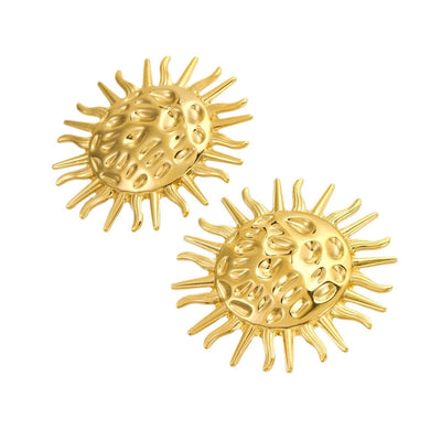 1 Pair Retro Sun 304 Stainless Steel 18K Gold Plated Ear Studs