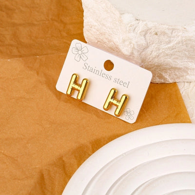 1 Pair Simple Style Classic Style Letter 304 Stainless Steel 18K Gold Plated Ear Studs