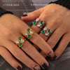 Jewelry Vacation Artistic Shiny Water Droplets Heart Shape 304 Stainless Steel Zircon 18K Gold Plated Inlay Rings