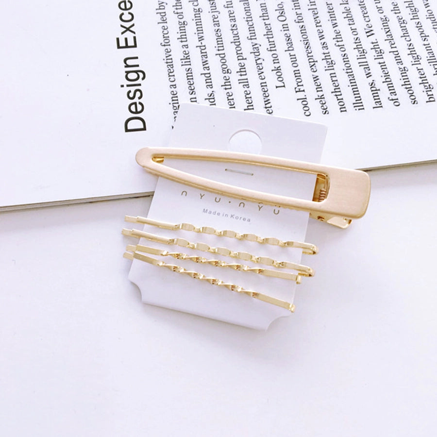 fashion geometric alloy plating artificial pearls hair clip 1 set