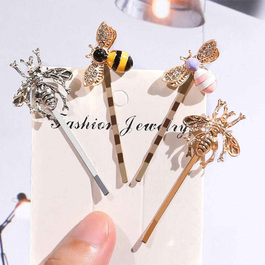 sweet bee metal rhinestone hair clip 1 piece