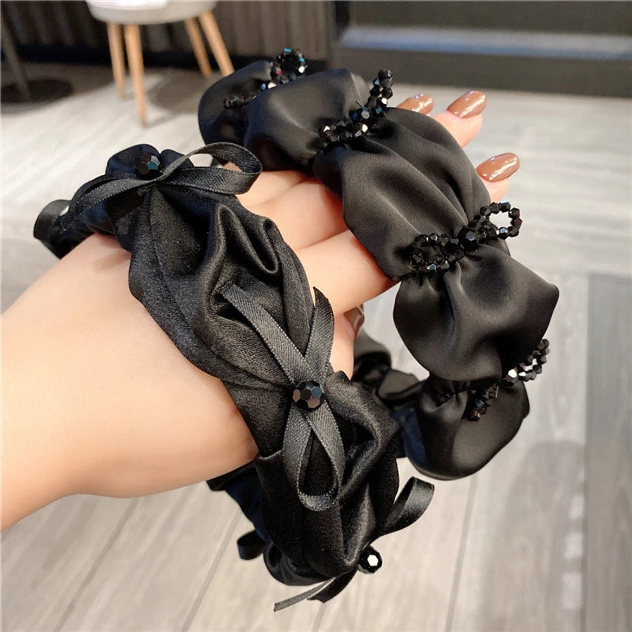 women's elegant simple style bow knot artificial crystal cloth hair band