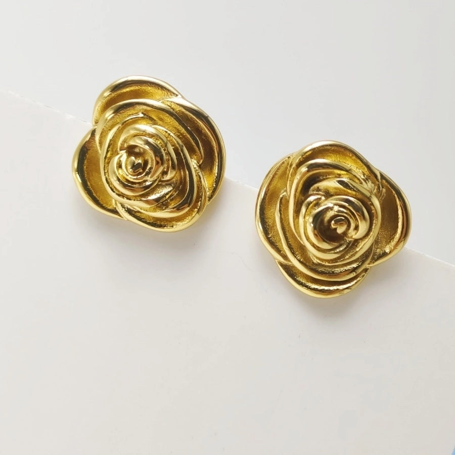 1 Pair Elegant Commute Flower 304 Stainless Steel Ear Studs