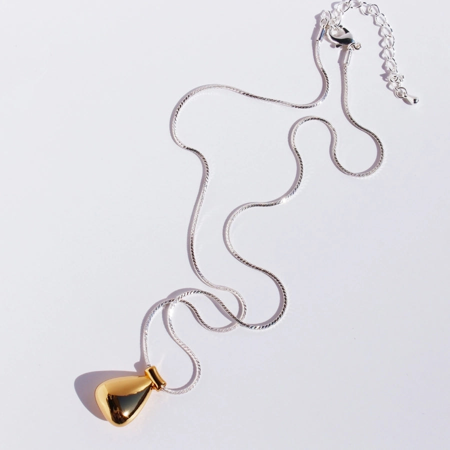 Brass 24K Gold Plated Plating Color Block Water Droplets Brass Necklace