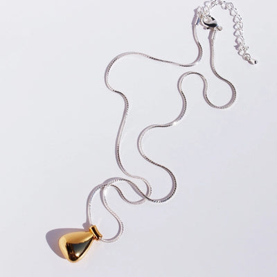 Brass 24K Gold Plated Plating Color Block Water Droplets Brass Necklace