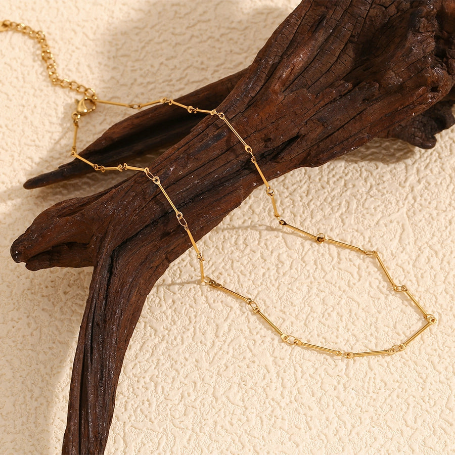 Jewelry Simple Style Solid Color 304 Stainless Steel Titanium Steel 18K Gold Plated Bracelets Anklet Necklace