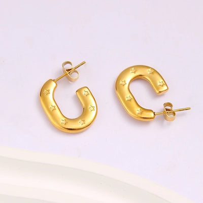 1 Pair Simple Style Commute Pentagram 304 Stainless Steel 316 Stainless Steel  18K Gold Plated Ear Studs
