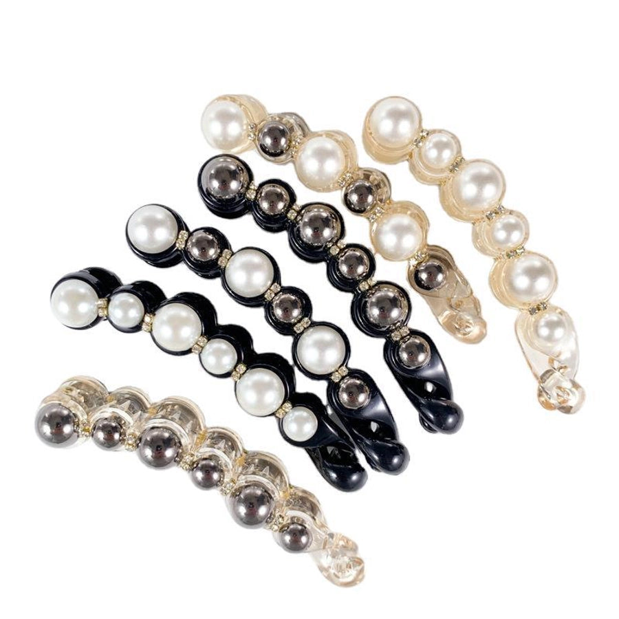 Women's Simple Style Classic Style Round Plastic Inlay Rhinestones Pearl Hair Clip