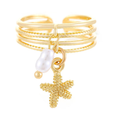 Copper Devil's Eye Starfish Cat Claws Charm Rings Open Rings