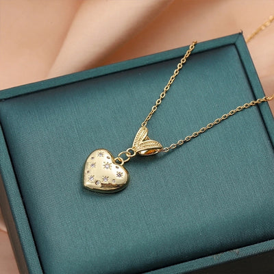 Jewelry Cute Heart Shape 316L Stainless Steel  Copper 18K Gold 18K Gold Plated Pendant Necklace