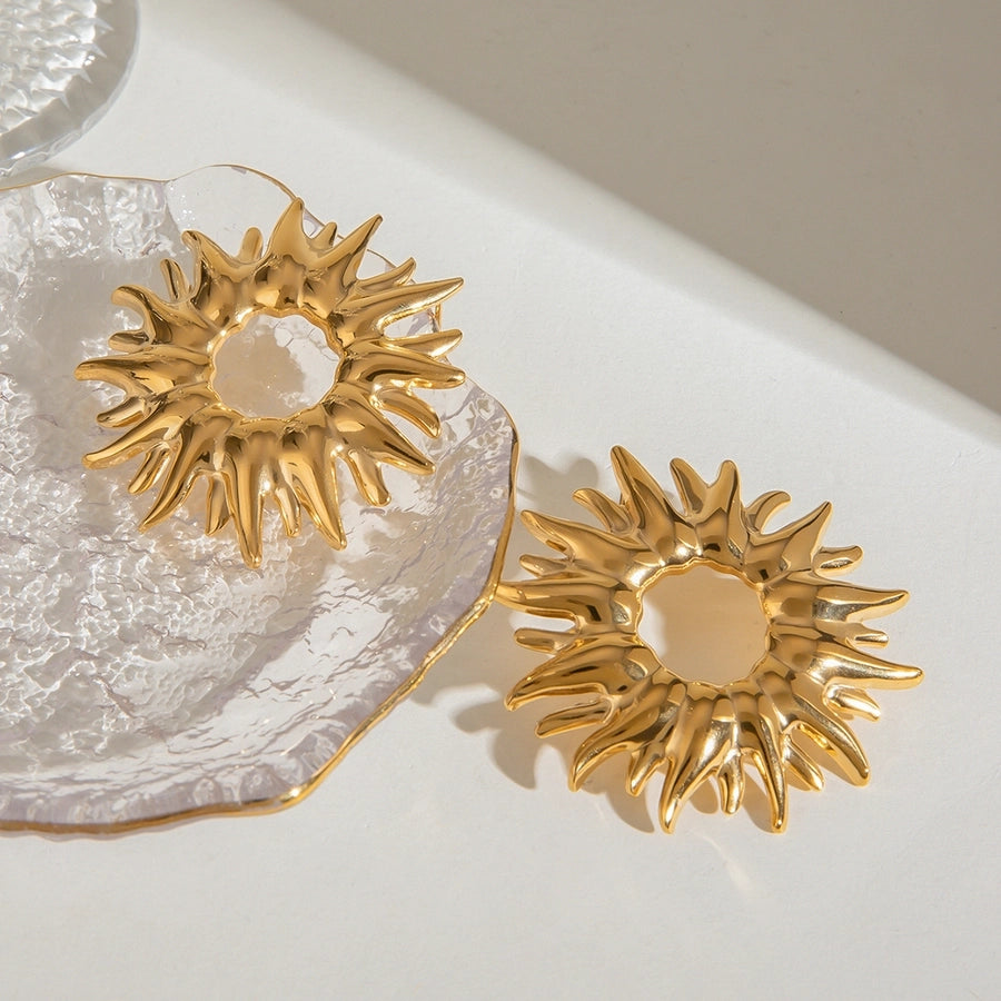 1 Pair Classic Style Sunflower 304 Stainless Steel Ear Studs