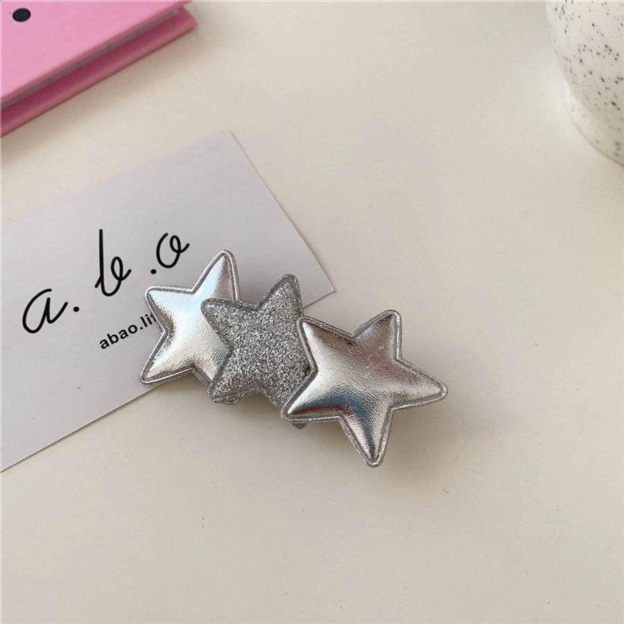 elegant lady pentagram pu leather hair clip