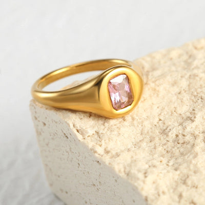 Jewelry Simple Style Geometric 304 Stainless Steel Zircon Inlay Rings