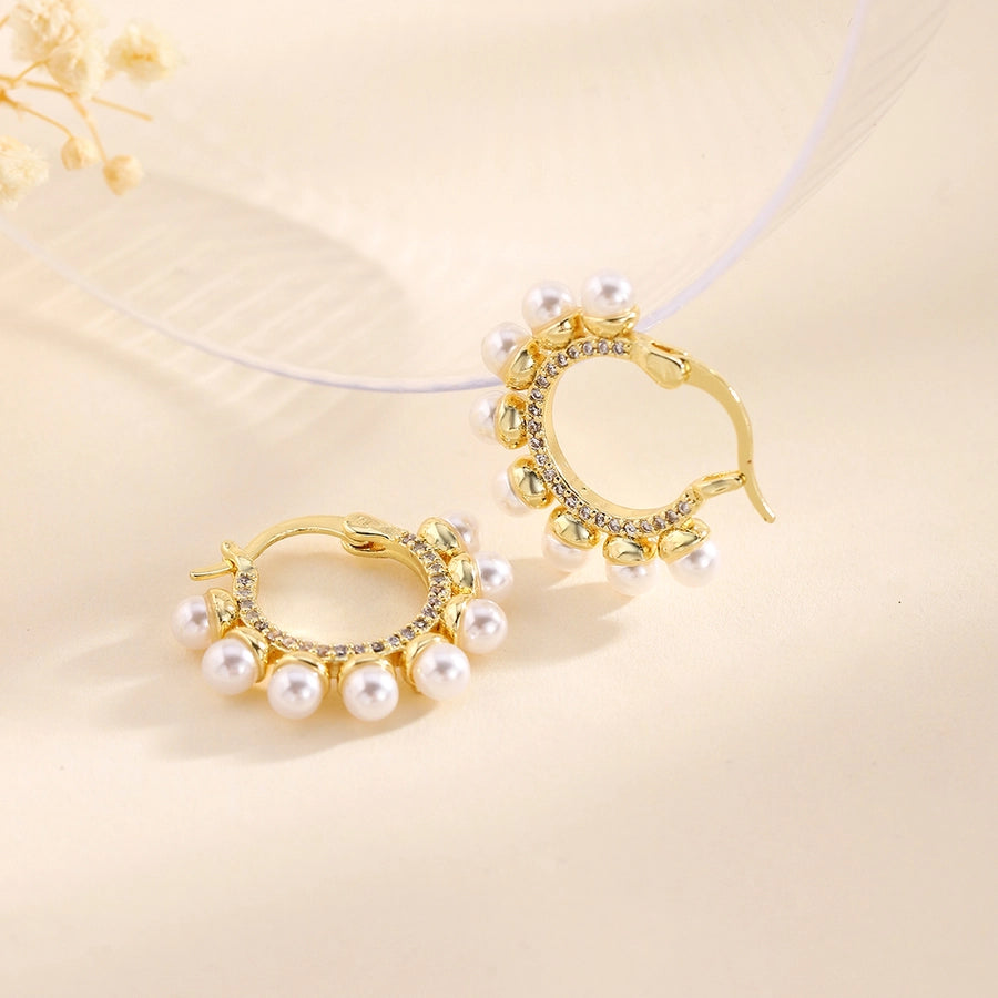 1 Pair Elegant Classical Romantic Solid Color Copper Ear Studs