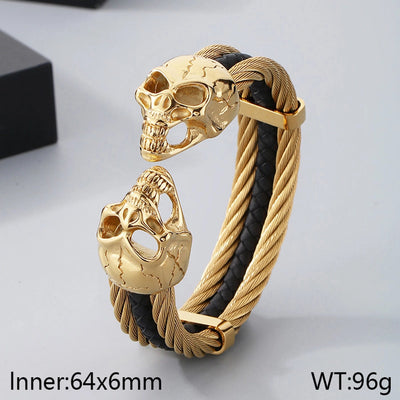 Business Lion's head Wolf Head Skull 304 Stainless Steel 18K Gold Plated Men's Bangle