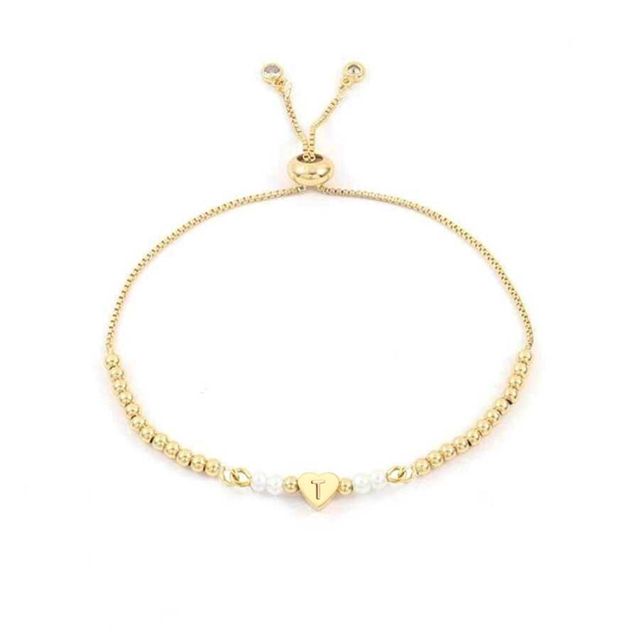 304 Stainless Steel Copper Letter Heart Shape Bracelets