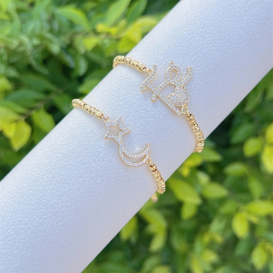 Jewelry Elegant Letter Star Heart Shape Copper Bracelets