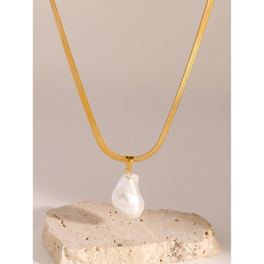 Jewelry Simple Style Classic Style Irregular 304 Stainless Steel Pearl Pendant Necklace