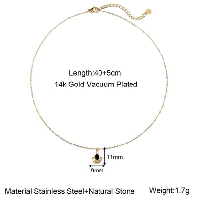 Jewelry Vintage Style French Style Simple Style Geometric Titanium Steel Natural Stone 14K Gold Plated Plating Pendant Necklace