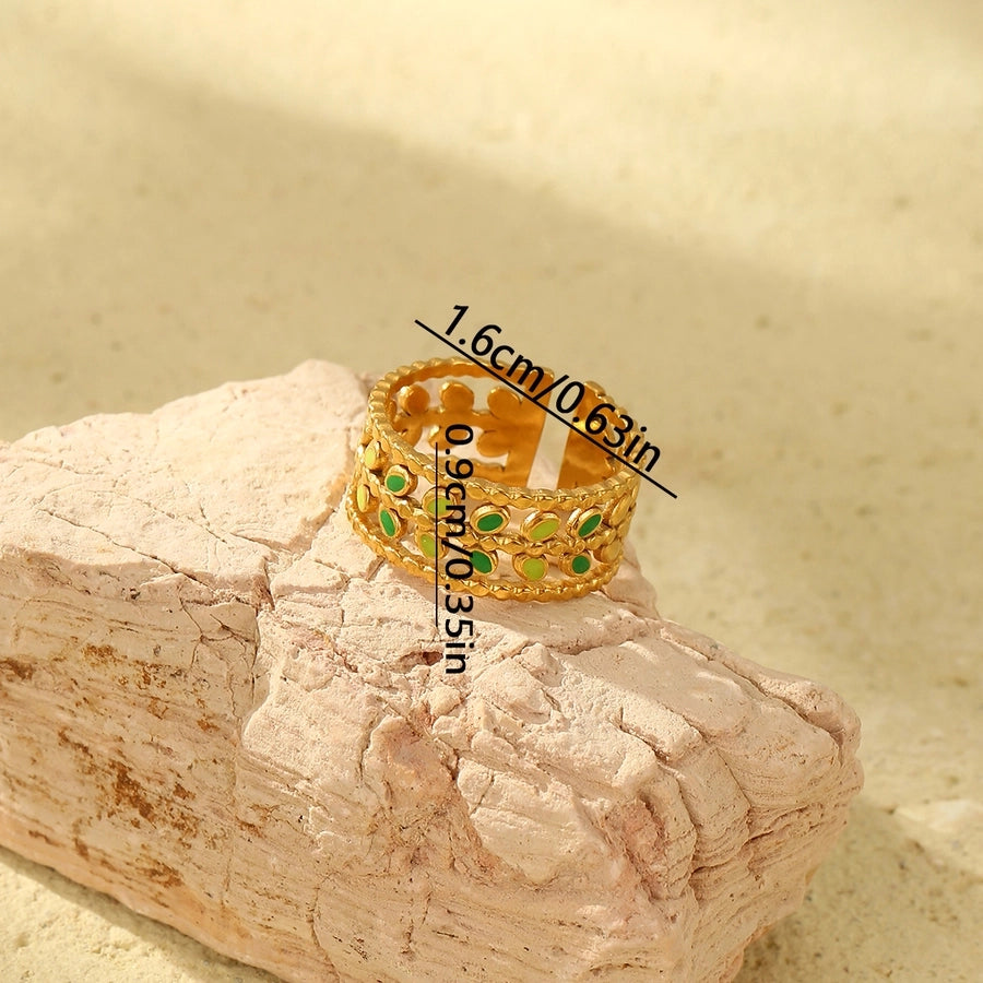 Jewelry Baroque Style Vacation Leaves 304 Stainless Steel Open Rings