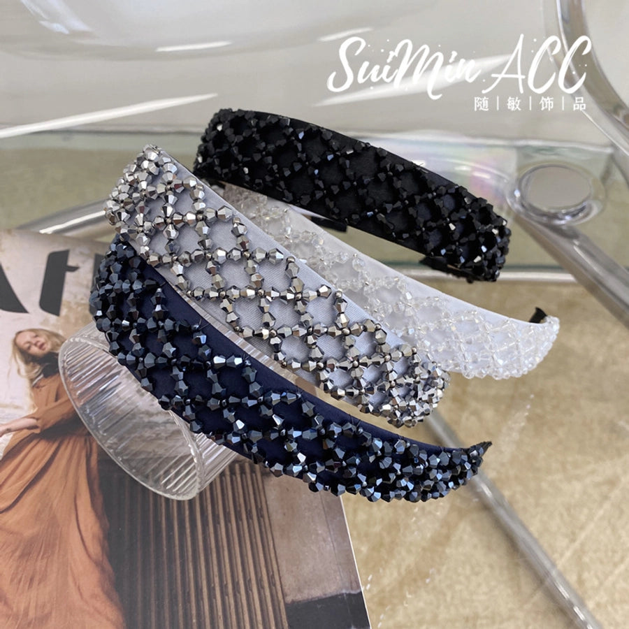 women's retro u shape plaid rhinestone