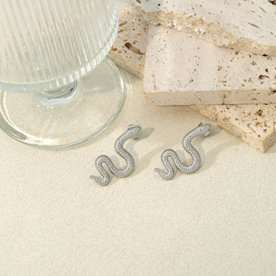 1 Pair Hip-Hop Exaggerated Sexy Snake 304 Stainless Steel K Gold Plated Ear Studs