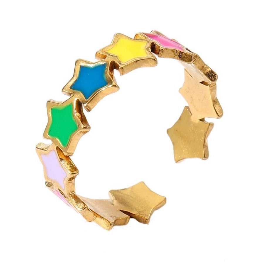 Jewelry IG Style Star Leaves Heart Shape 304 Stainless Steel Open Rings