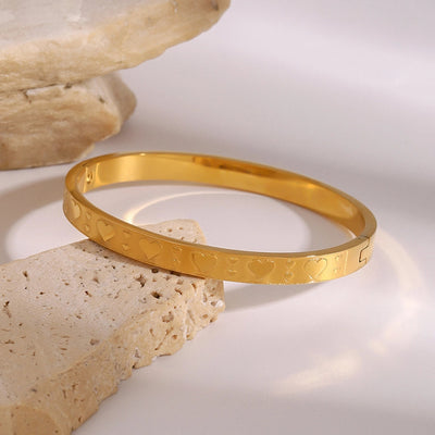 Simple Style Heart Shape 304 Stainless Steel Bangle In Bulk
