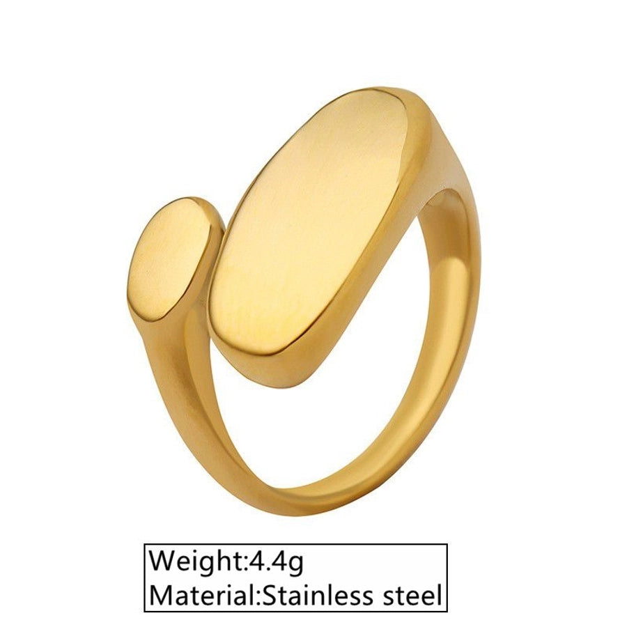 Jewelry Lady Novelty Streetwear Geometric Rectangle 304 Stainless Steel Shell 18K Gold Plated Inlay Open Rings